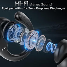 Bluetooth Headphones Wireless Earbuds with Earhooks for Sport, Hifi Stereo, ENC Mic, 80Hrs LED Display, IPX7 Waterproof Ear Buds for during Running/Workout Black