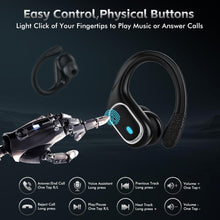 Bluetooth Headphones Wireless Earbuds with Earhooks for Sport, Hifi Stereo, ENC Mic, 80Hrs LED Display, IPX7 Waterproof Ear Buds for during Running/Workout Black